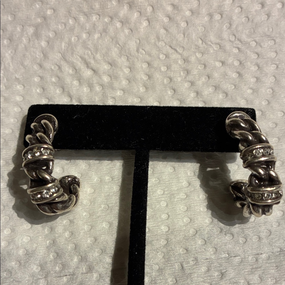 Brighton Twisted Silver and Crystal Earrings